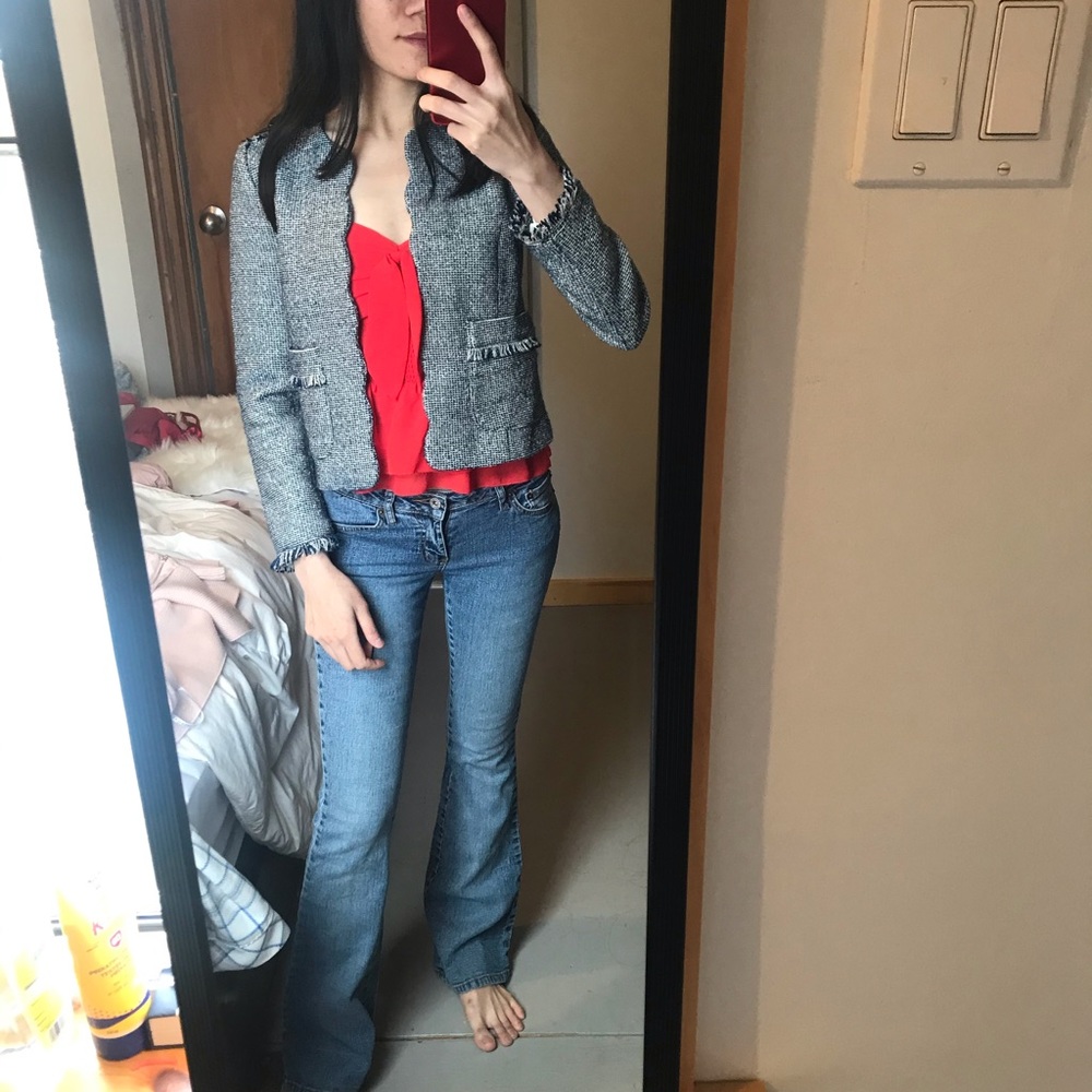 Fully lined crop tweed blazer